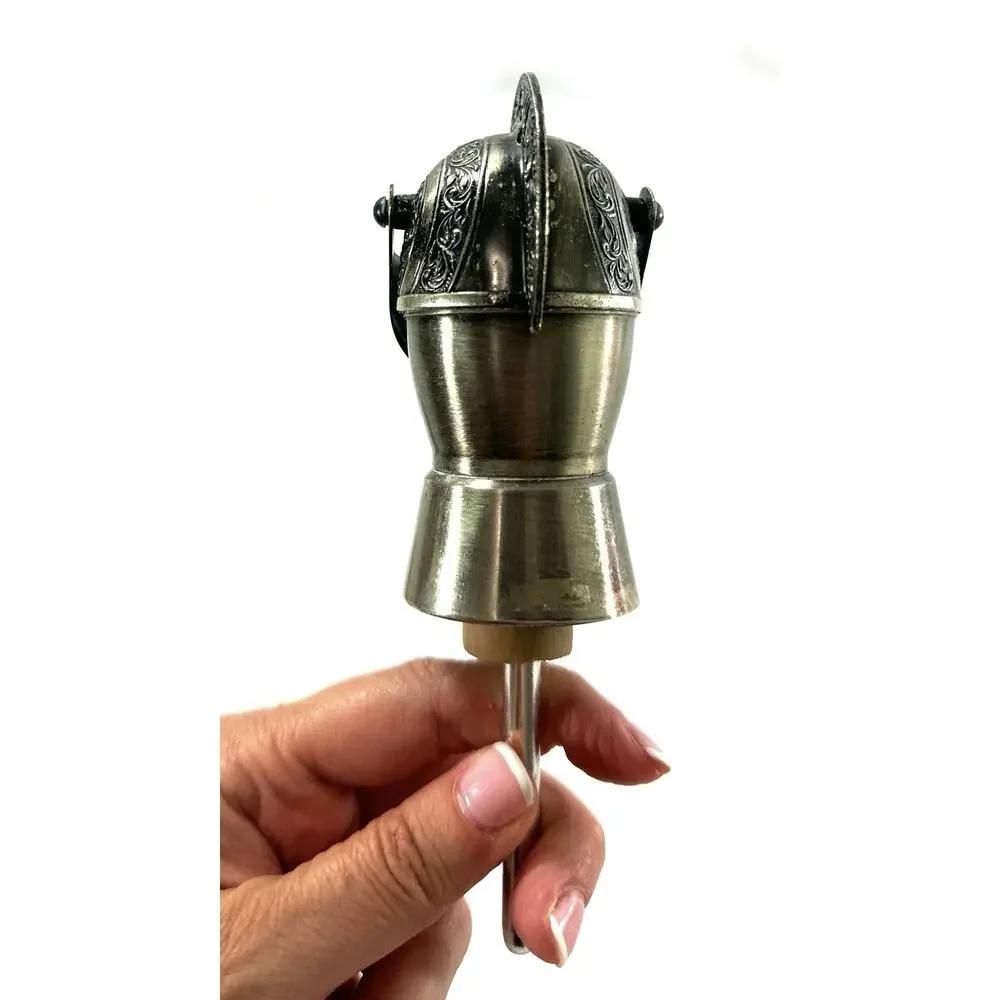 Vintage Knight Helmet Wine Bottle Pourer Medieval Armor Liquor Spout Barware